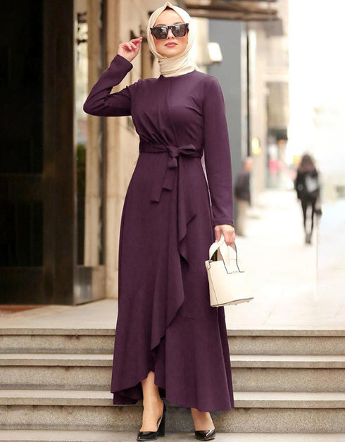 Ruffled Abaya with Belt for Women in Dubai and America